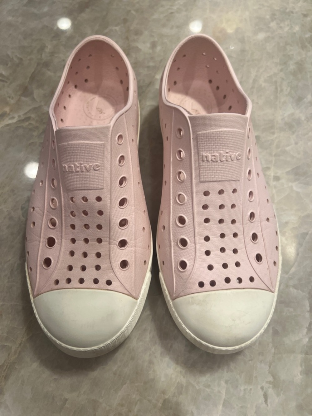Native Slip-On Sneakers in Light Pink with White Soles